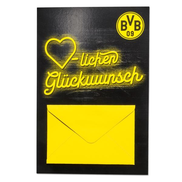 Borussia Dortmund BVB Geldscheinkarte Glückwunsch schwarz-gelb